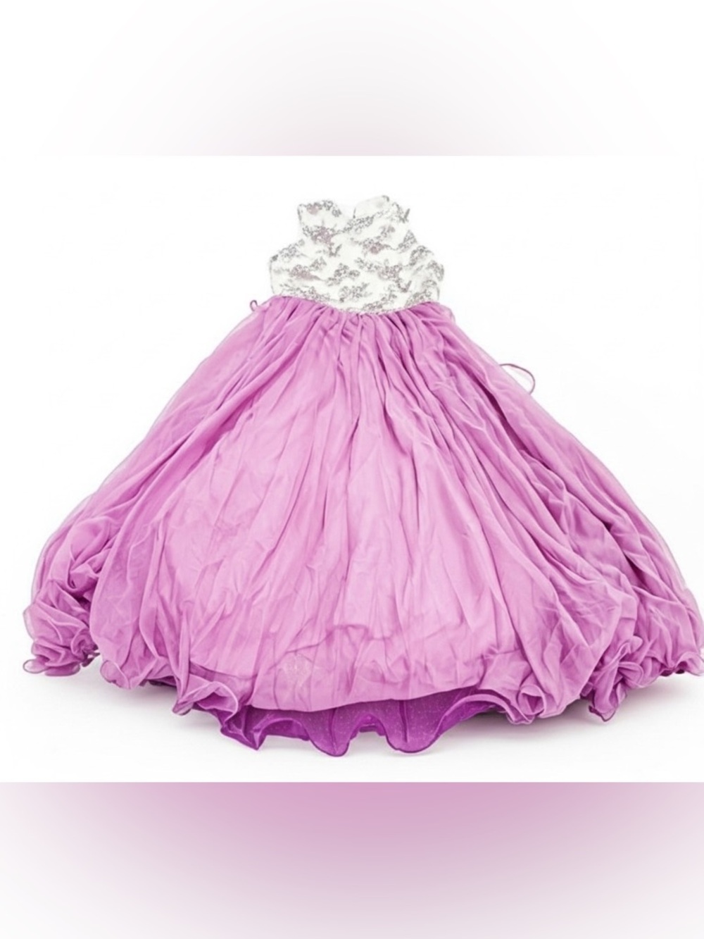 Speechless Big Girls Mock-Neck Tulle Maxi Dress in lilac size 14 - Picture 3 of 7